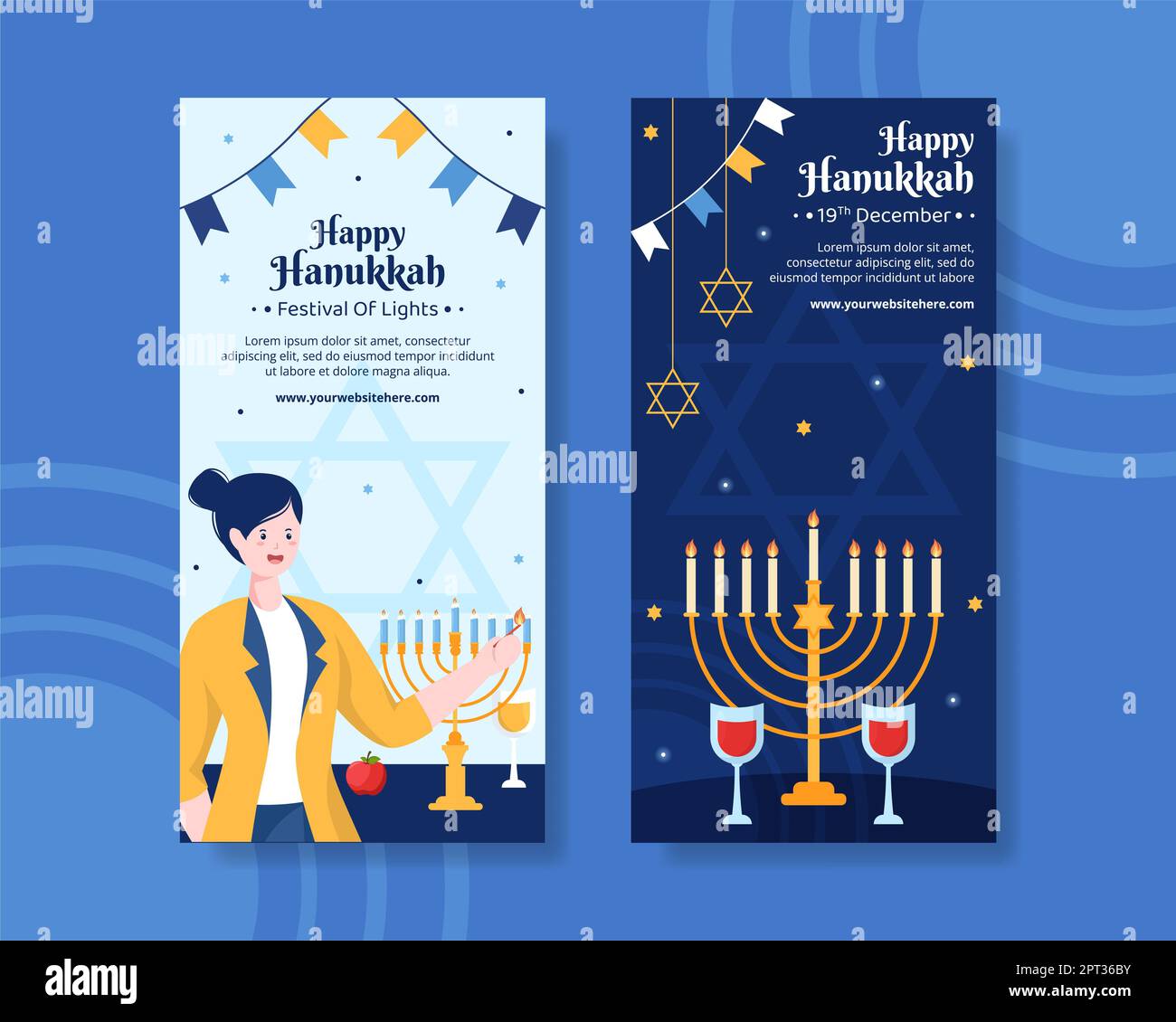 Happy Hanukkah Jewish Holiday vertical bannière modèle dessin main dessin dessin dessin dessin dessin dessin dessin dessin dessin dessin dessin dessin dessin dessin dessin dessin dessin dessin à plat Illustration Banque D'Images