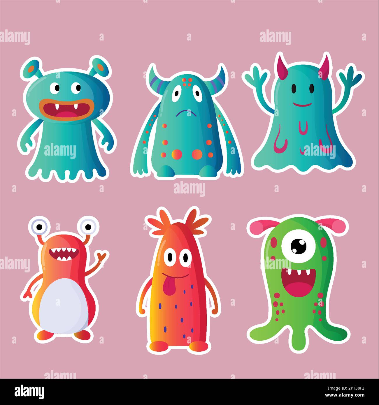 Collection Cute Cartoon Monsters Halloween Illustration de Vecteur