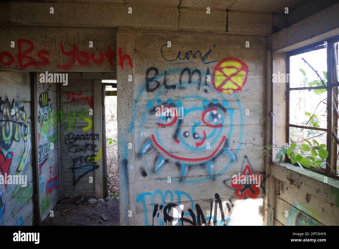Graffiti en refuge permanent près d'Aldeburgh Banque D'Images