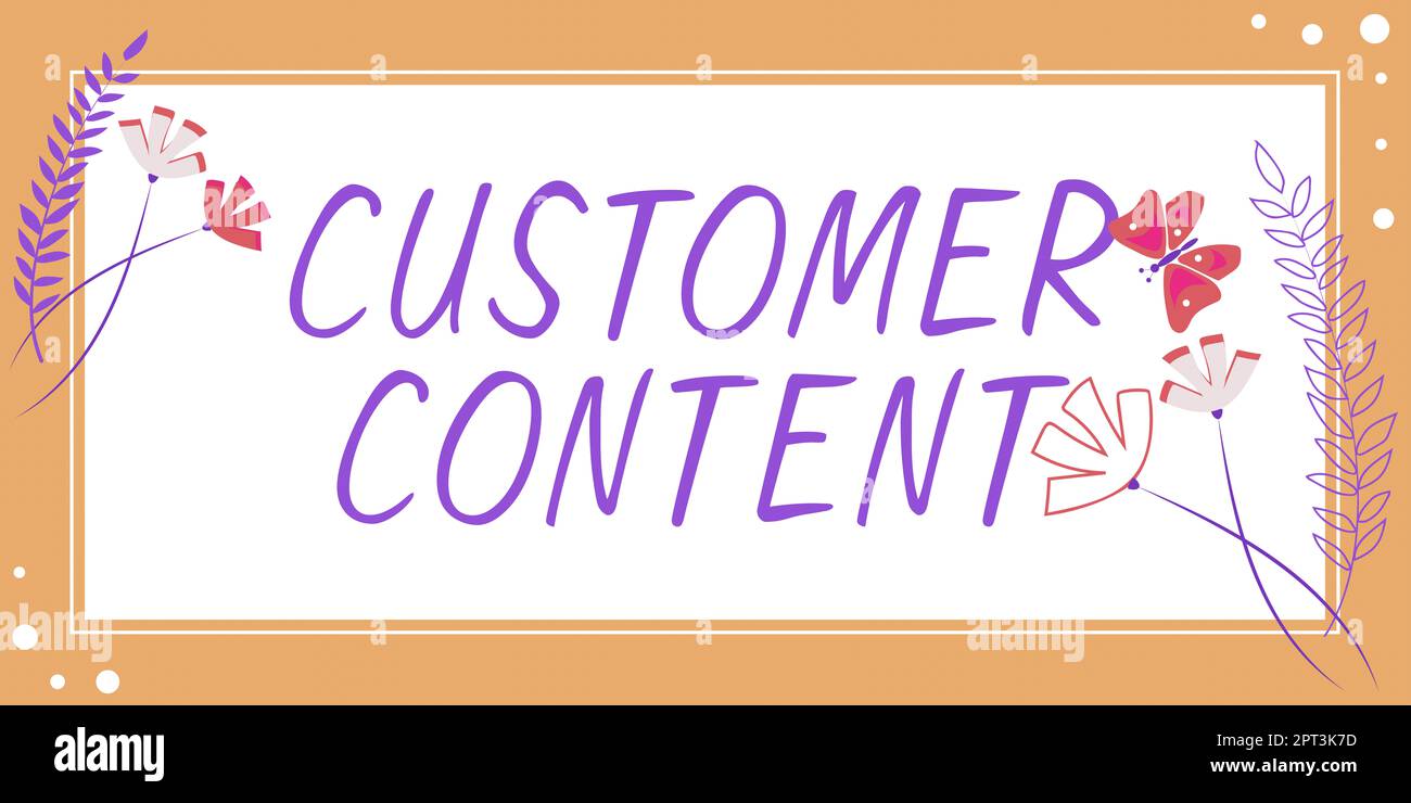 Légende conceptuelle contenu client, Business Showcase les clients sont consacrés aux produits ou services de l'entreprise cadre avec feuilles et fleurs Arou Banque D'Images