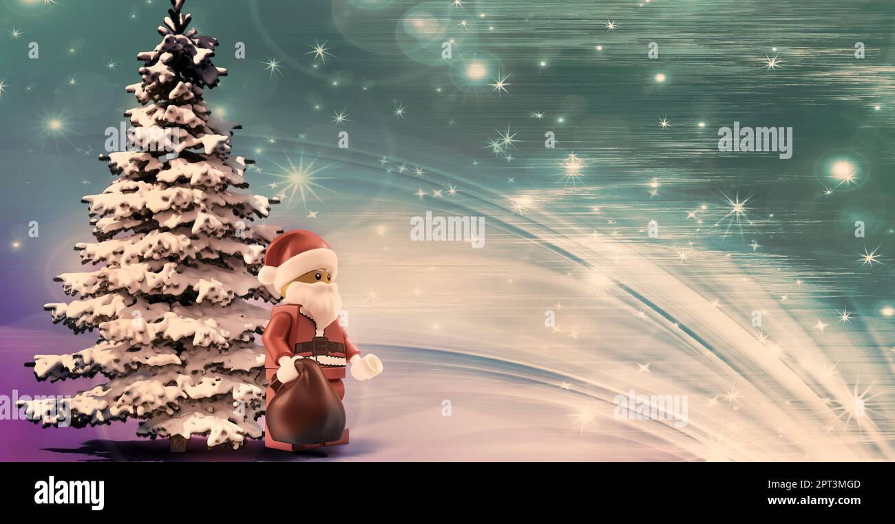 Modèle cadeau de Noël avec espace à copier . Le concept d'un Joyeux Noël. Décoration festive pour les vacances de la veille de Noël. rendu 3d Banque D'Images