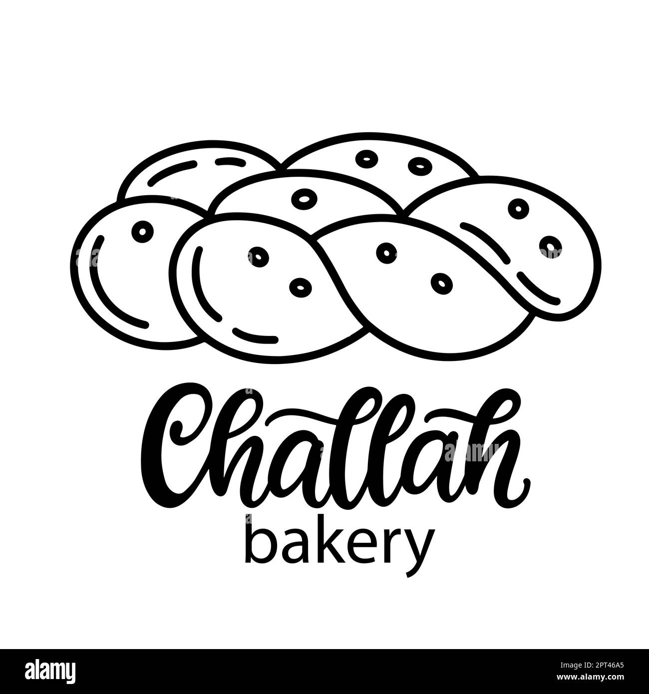 Illustration du logo icône de la ligne de pain de challah isolée Illustration de Vecteur