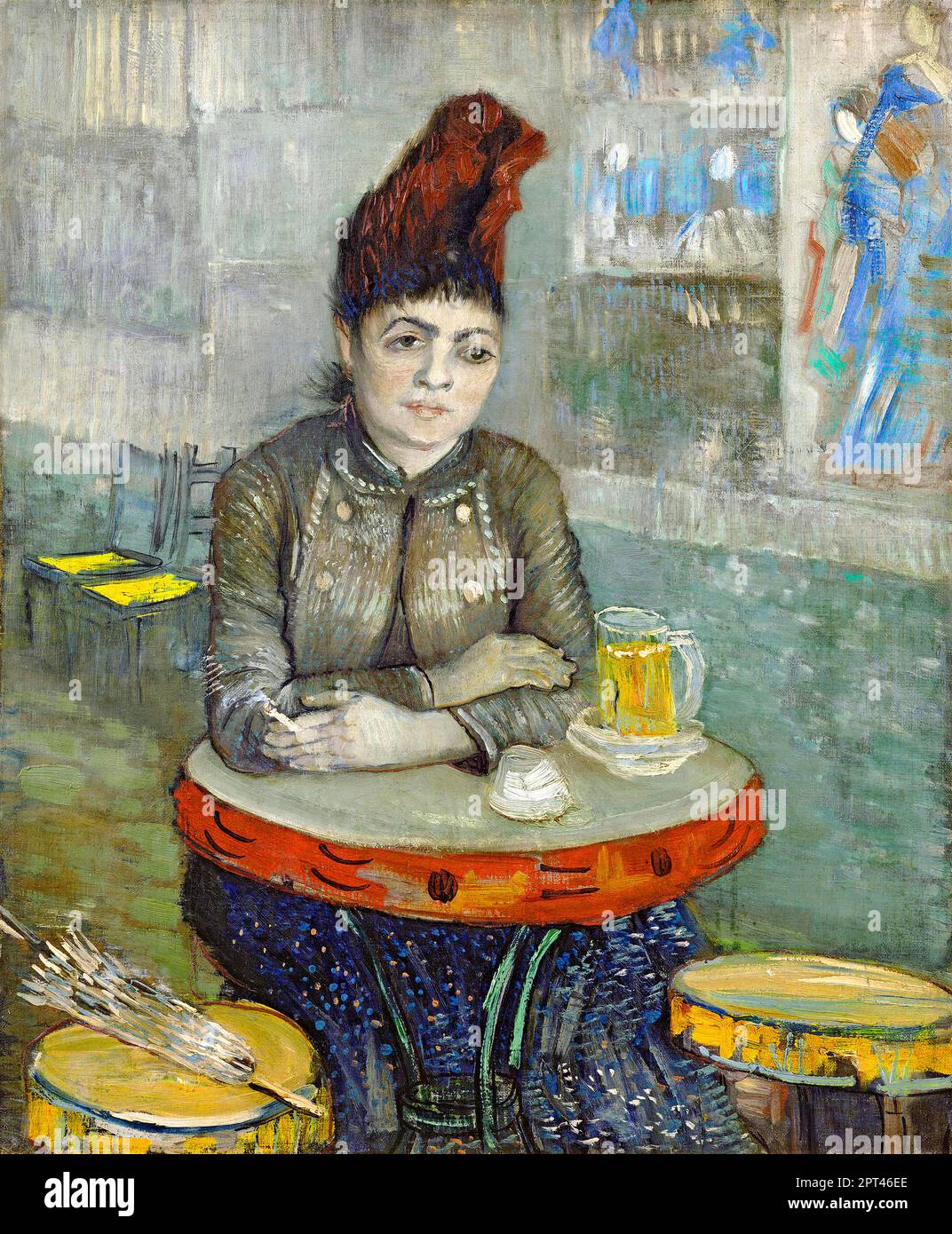 Agostina Segatori de Vincent van Gogh, assis dans le Cafeaige ; célèbre peinture du Tambourin. Original de Wikimedia Commons. Banque D'Images