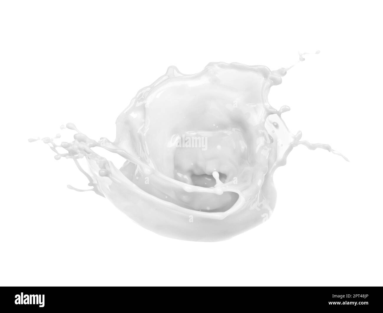 gouttes de lait isolées et éclaboussures sur fond blanc Banque D'Images