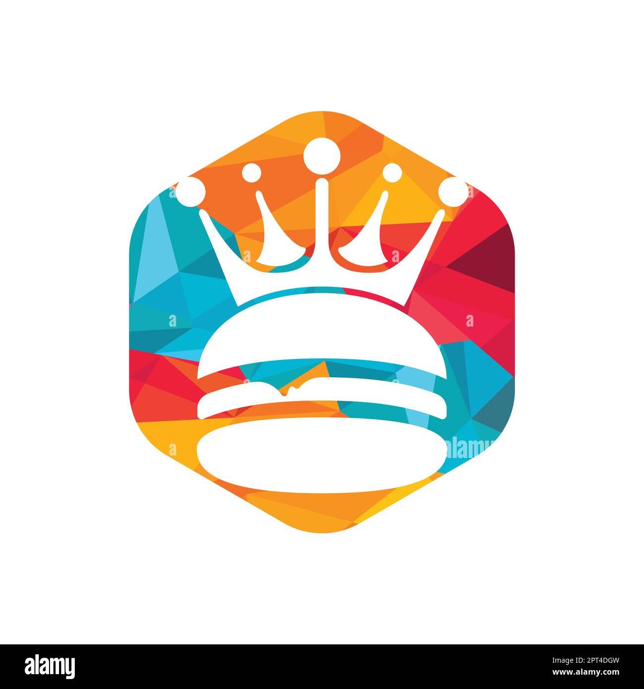 Logo Burger King Vector. Concept de Burger avec logo représentant une couronne. Illustration de Vecteur