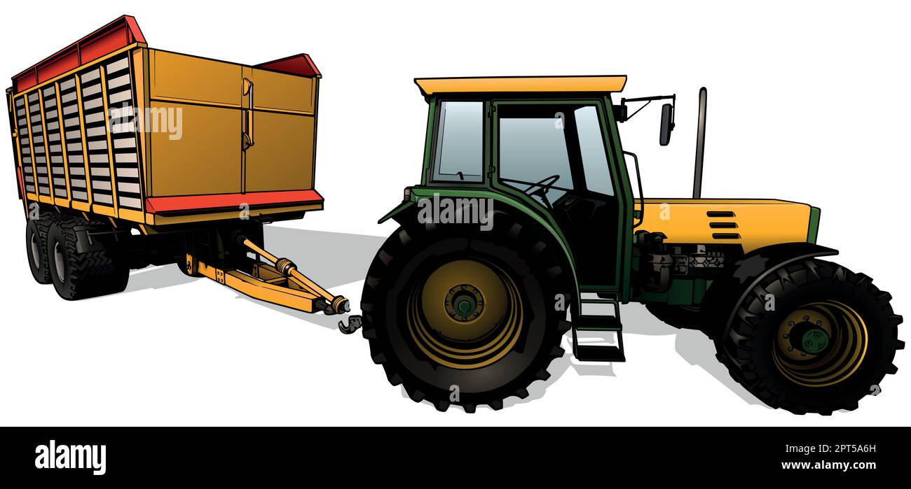 Tracteur agricole avec remorque Illustration de Vecteur