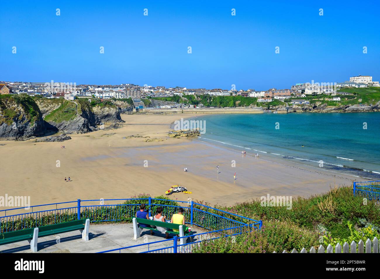 Grande plage ouest, Newquay, Cornwall, Angleterre, Royaume-Uni Banque D'Images
