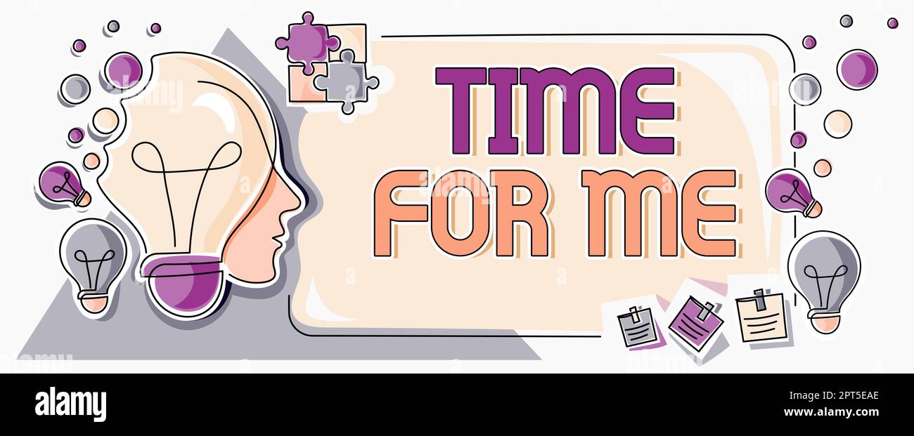 Écrire en affichant le temps de texte pour moi, Word écrit sur je vais prendre un moment pour être avec moi méditer relax Happiness Banque D'Images