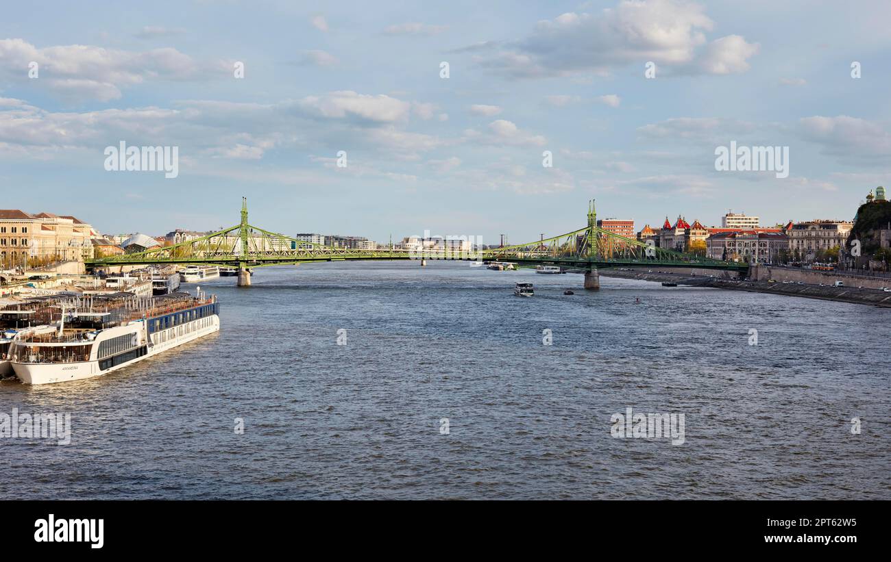 Pont de la liberté, Danube, Budapest, Hongrie Banque D'Images