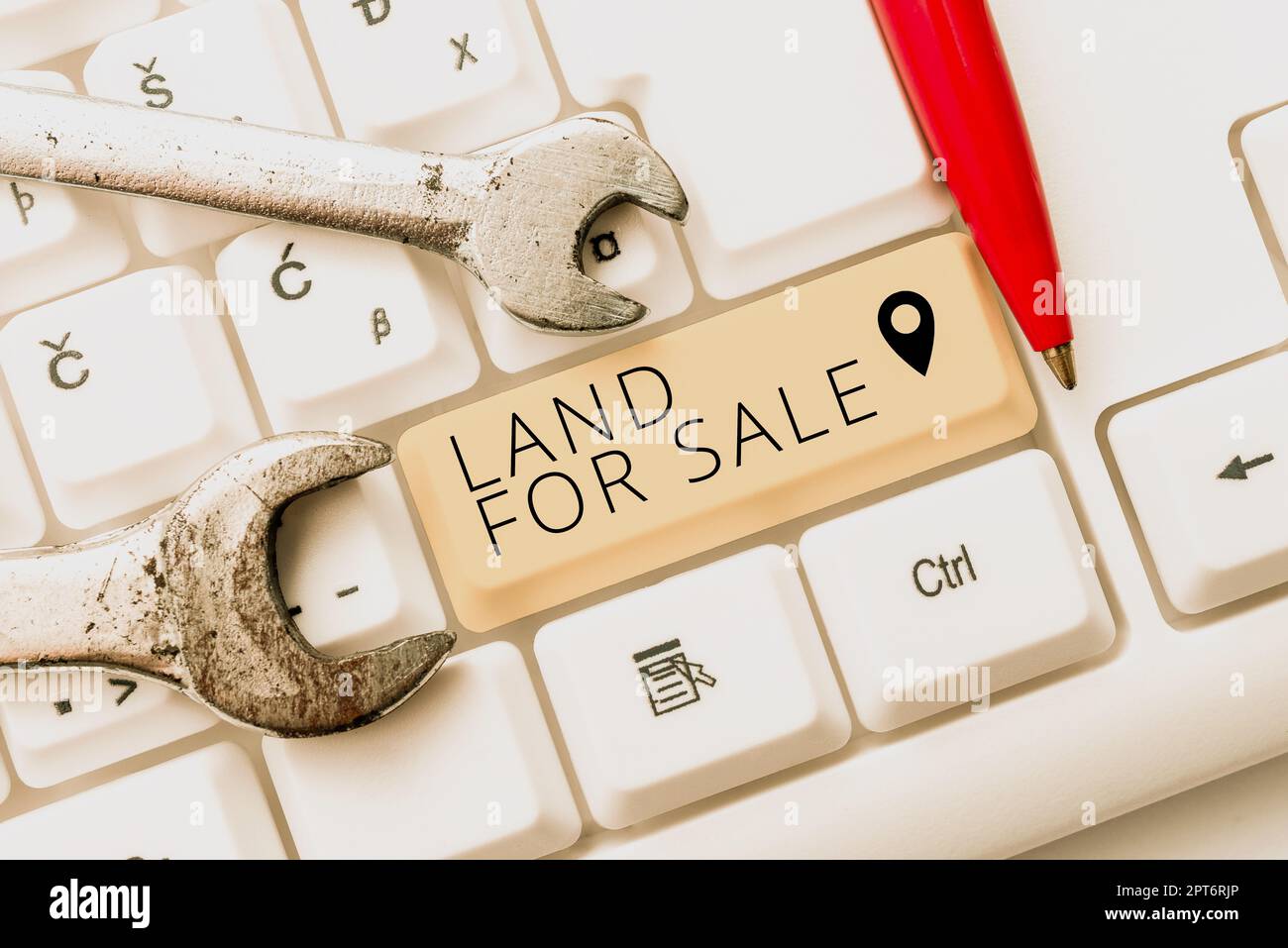 Signature d'écriture à la main Land for sale, vue d'ensemble d'affaires Immobilier Lot vendre des développeurs Realtors investissement Banque D'Images