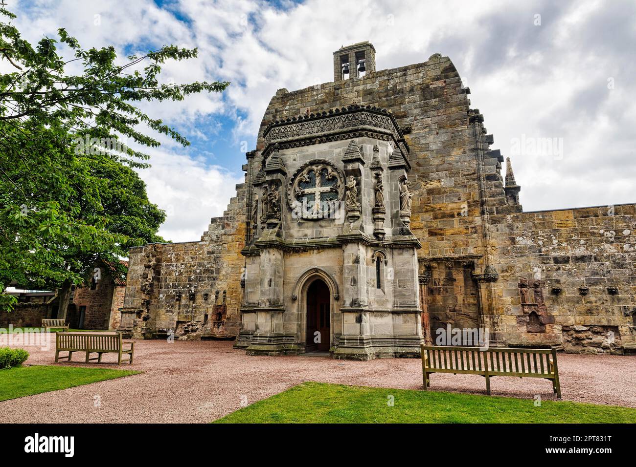 Chapelle Rosslyn, Église gothique, ensemble de films, Roslin, Midlothian, Écosse, Royaume-Uni Banque D'Images
