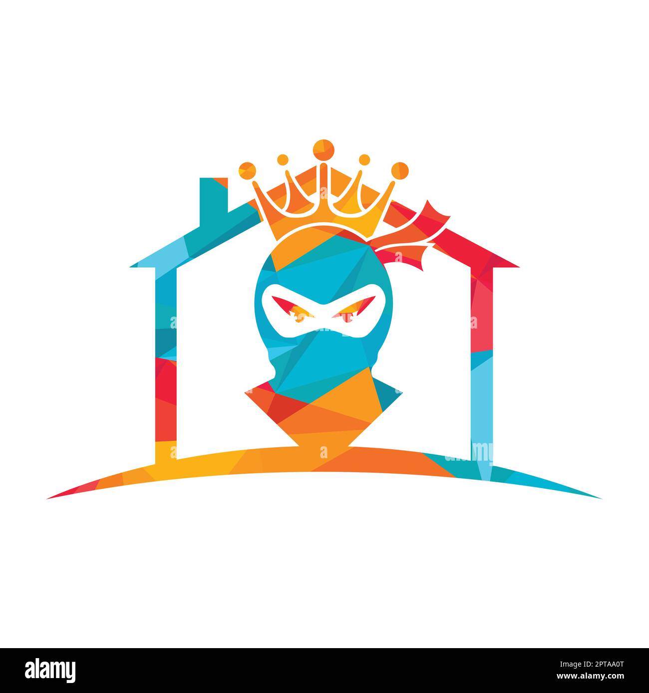 Logo King Ninja Vector. Logo Crown combiné avec ninja et House. Illustration de Vecteur