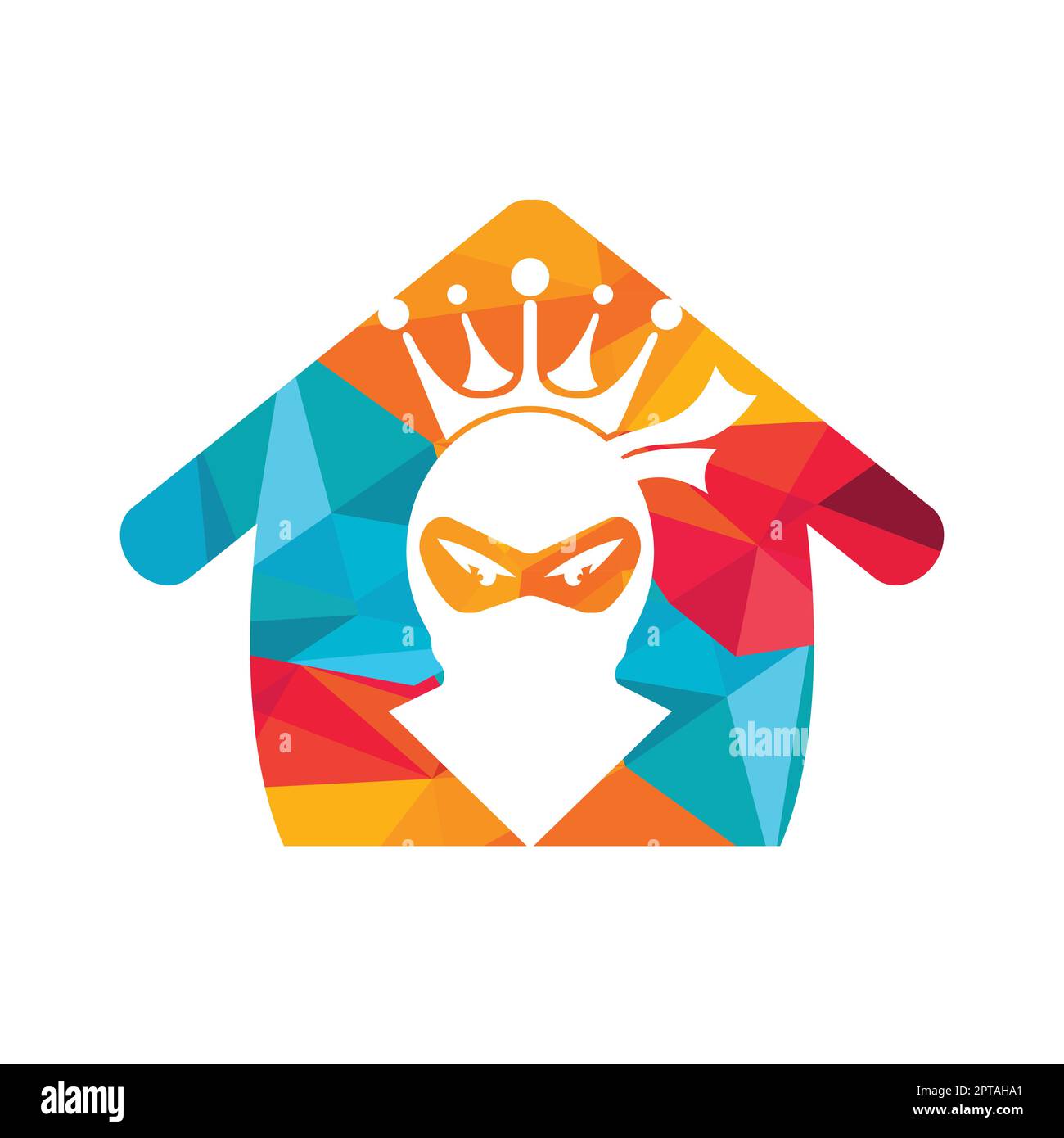 Logo King Ninja Vector. Logo Crown combiné avec ninja et House. Illustration de Vecteur