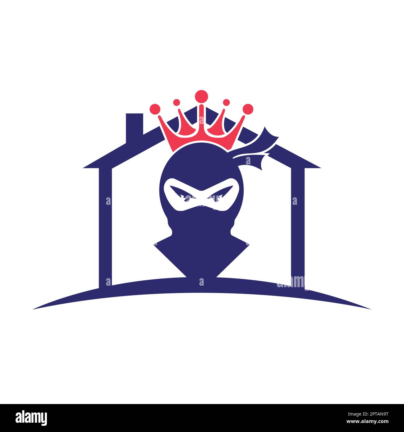 Logo King Ninja Vector. Logo Crown combiné avec ninja et House. Illustration de Vecteur