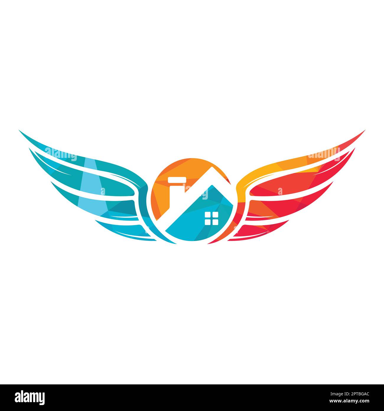 Logo Angel Home Vector. Motif icône ailes de maison. Illustration de Vecteur