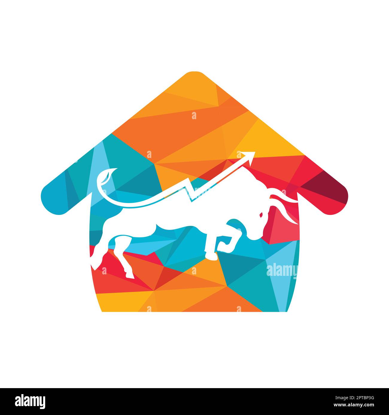 Logo de taureau financier. Graphique de commerce, logo de finance. Icône du logo de productivité d'entreprise dans la barre de graphique de la finance économique. Illustration de Vecteur