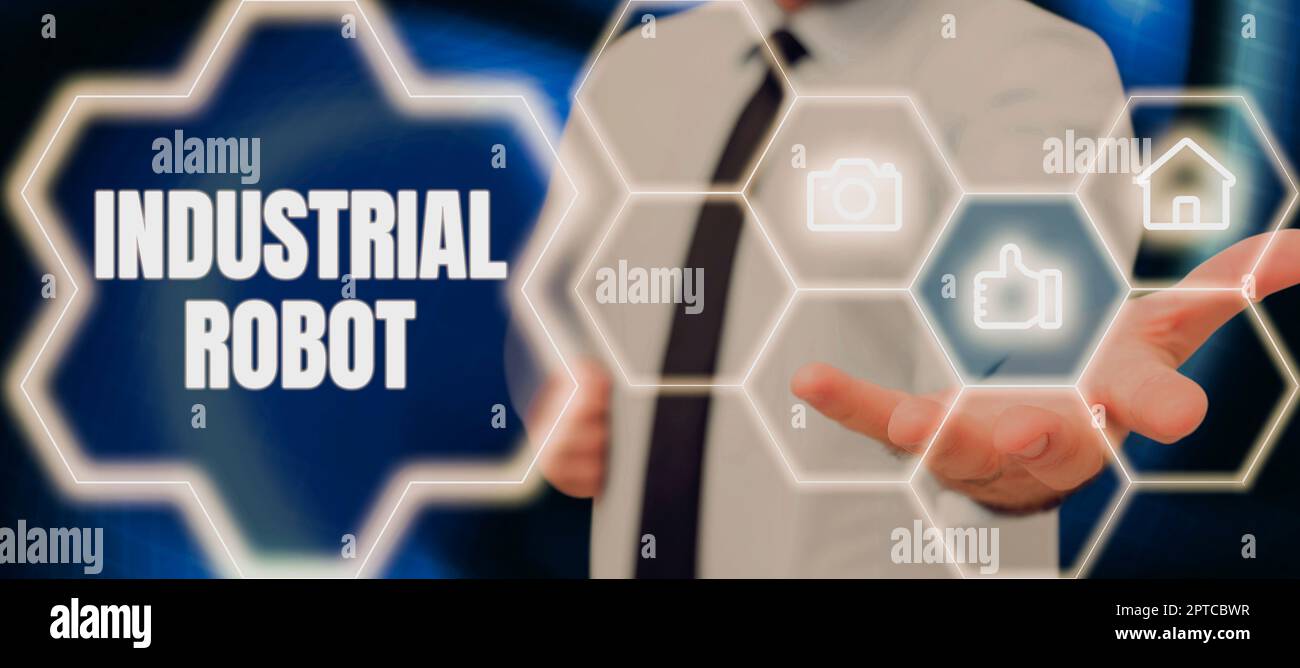Écriture de texte robot industriel, Word pour l'application de meilleures solutions qui répondent aux nouvelles exigences Banque D'Images