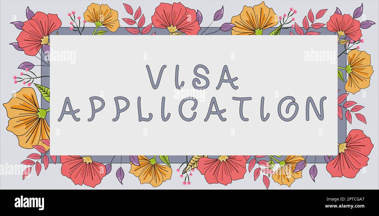 Affiche textuelle montrant l'application Visa, Aperçu commercial raconter l'histoire de votre marque ou de votre produit par création Illustration de Lady Thinking profondément Amon Banque D'Images