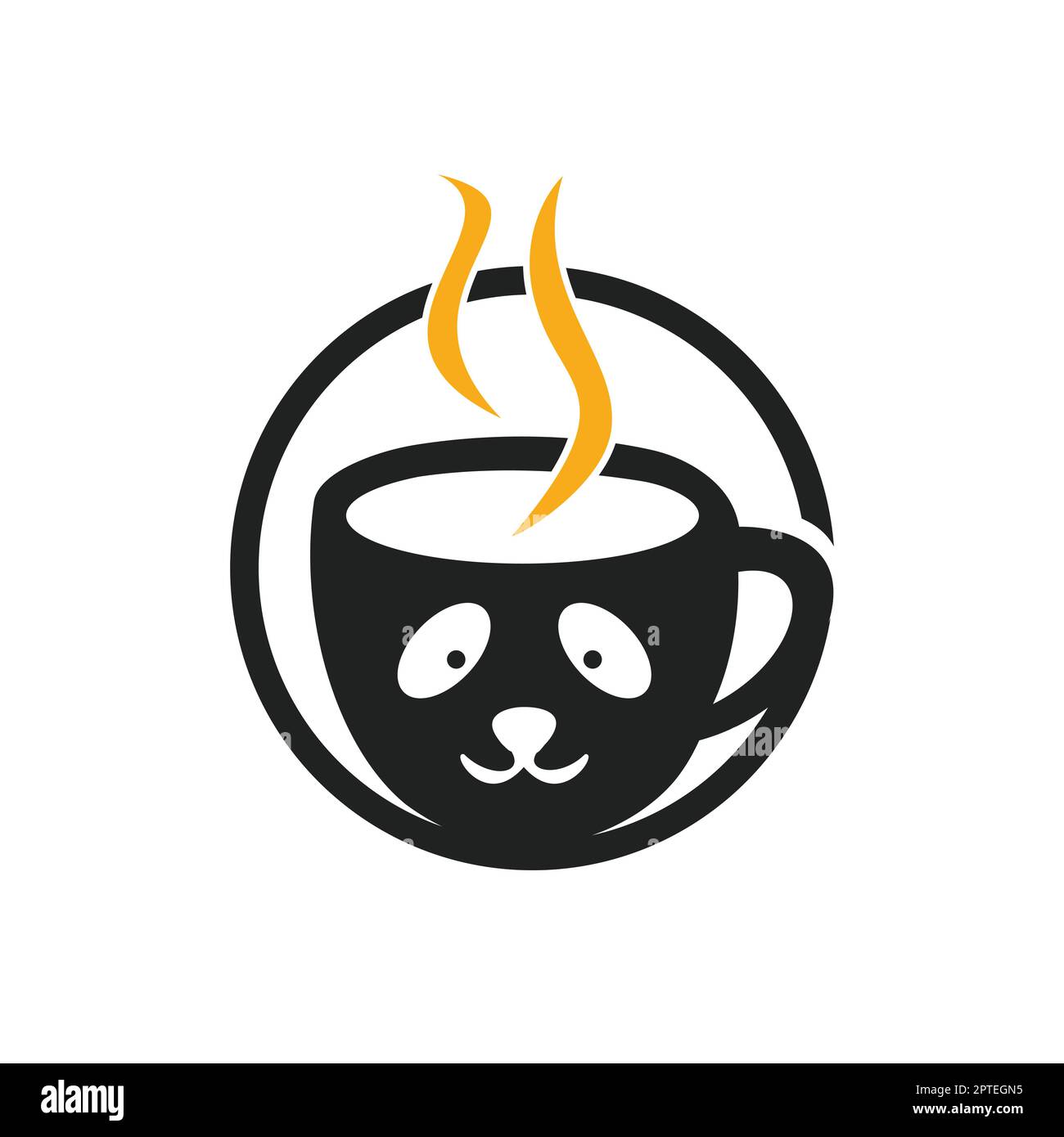 Modèle de conception du logo Panda Coffee Vector. Concept du logo du café-restaurant ou du restaurant. Illustration de Vecteur