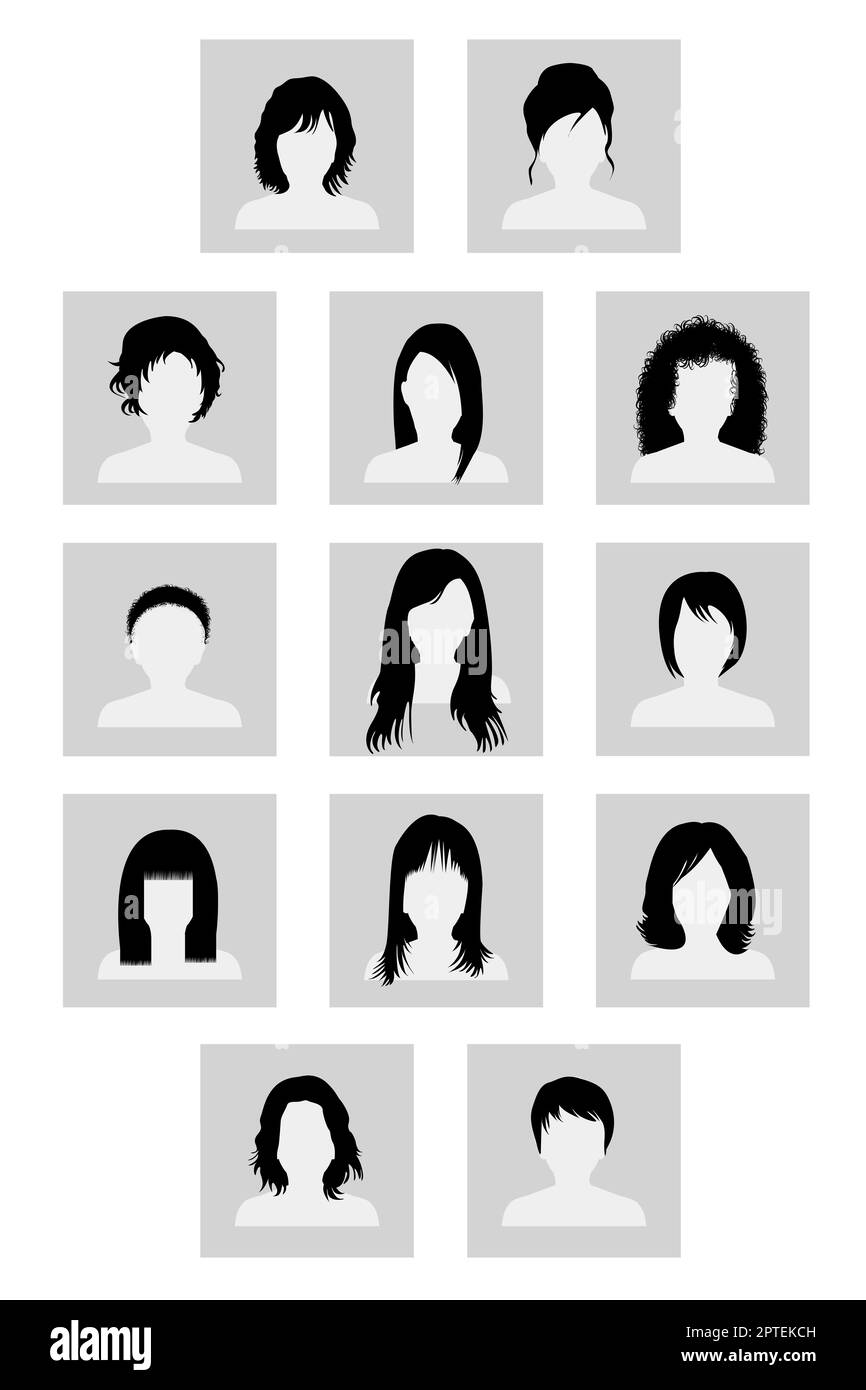 Ensemble d'icônes de profil d'avatar féminin Banque D'Images