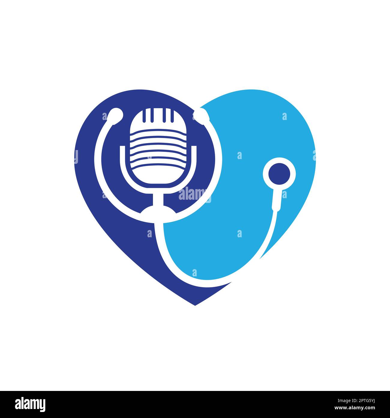 Conception du logo vectoriel du podcast du médecin. Symbole d'illustration du stéthoscope et du microphone. Illustration de Vecteur