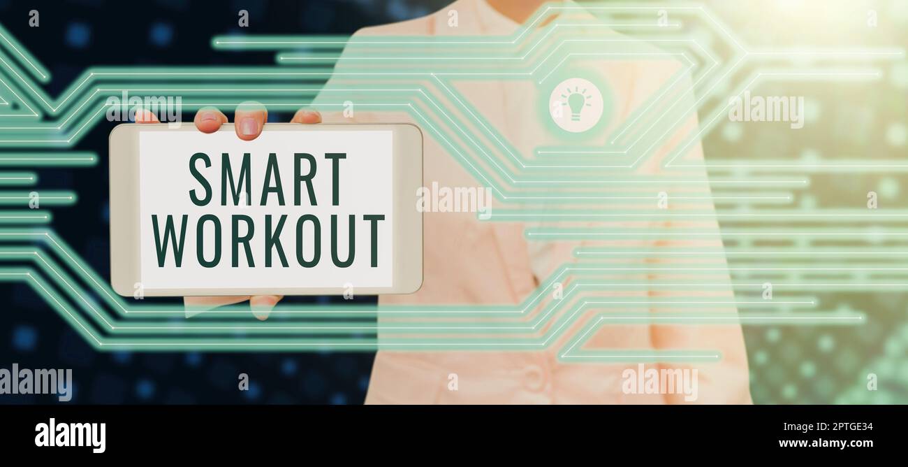 Affiche montrant Smart Workout, Internet concept properlydesigned exercice pour maximiser la croissance musculaire Banque D'Images