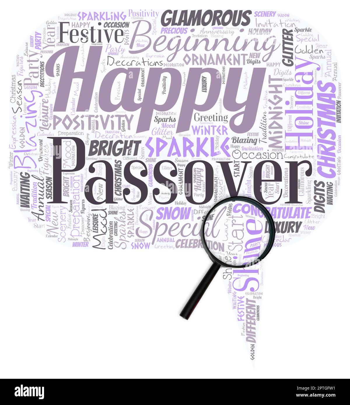 Nuage de grands mots en forme de bulle de la parole avec des mots Happy Passover. Banque D'Images