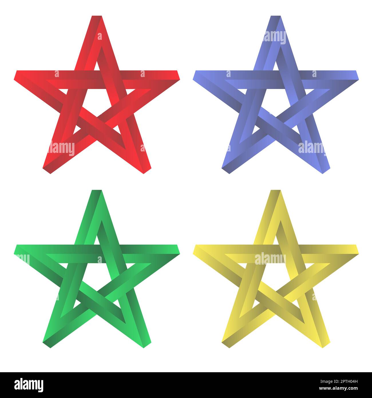 Symbole de pentagramme cinq étoiles pointues icône. Symbole magique de la foi. Illustration simple de couleur plate. Banque D'Images