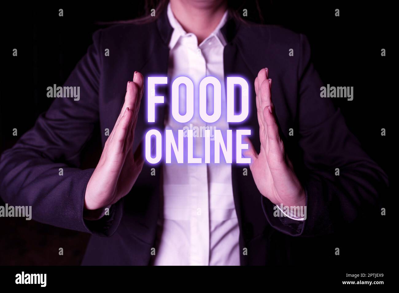 Présentation conceptuelle Food Online, concept commercial variété d'aliments mis en place dans un site Web directement livré par le magasin Banque D'Images