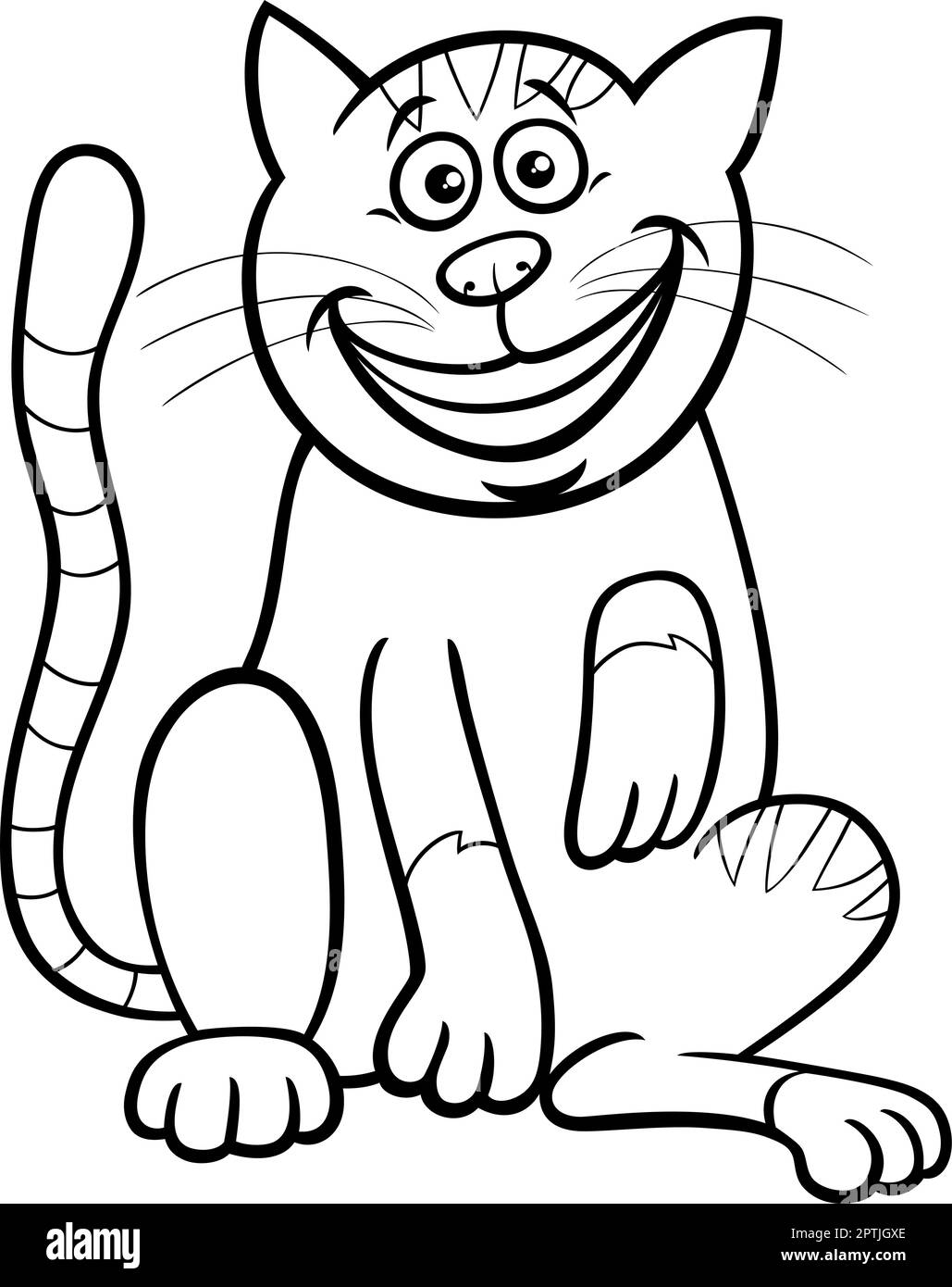 page de coloriage de personnage de dessin animé de chat ou de chaton Illustration de Vecteur