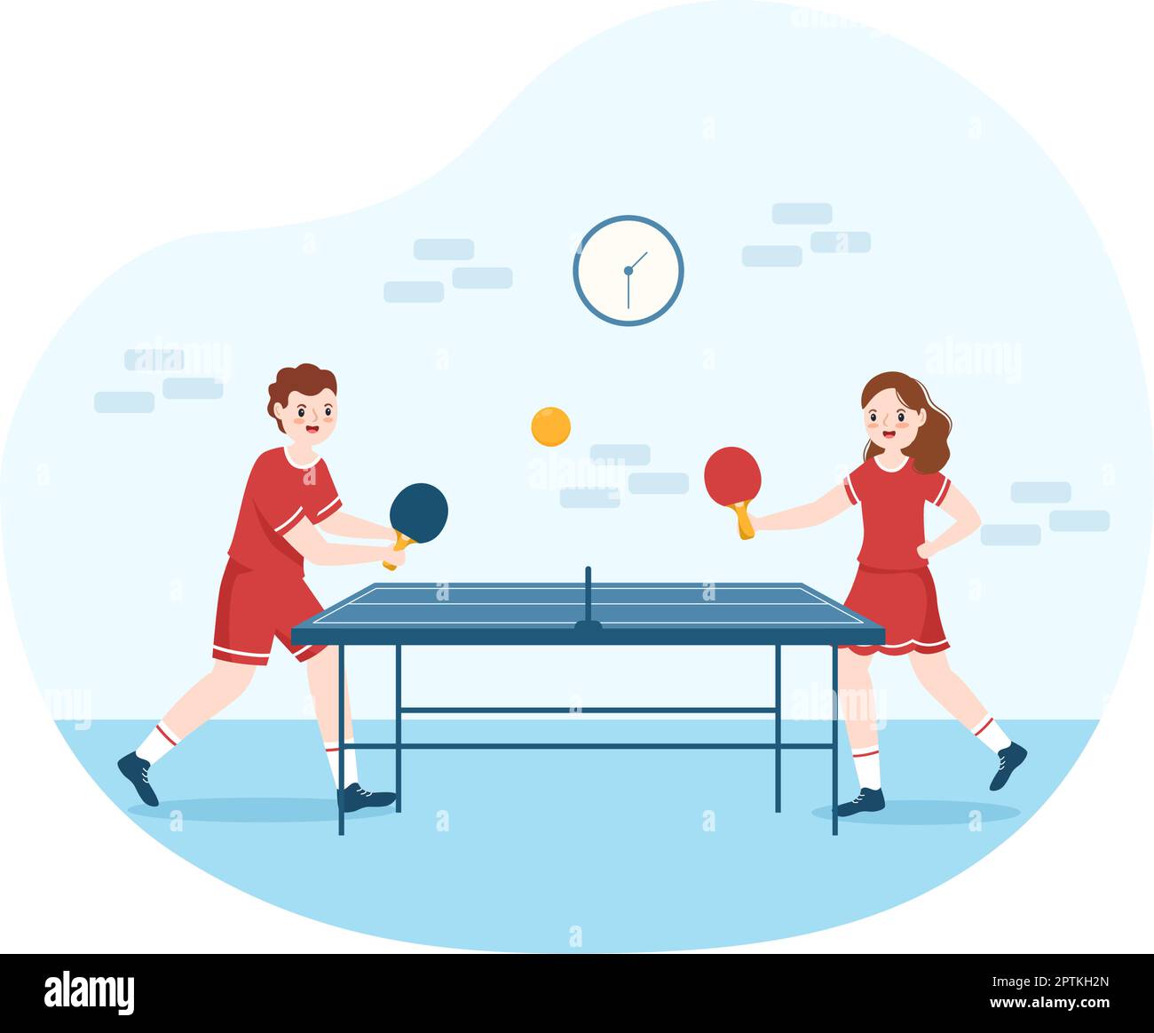 Les gens qui jouent au tennis de table Sports avec raquette et balle de ping -pong jeu match dans le dessin-modèle de dessin main de dessin-modèle Image  Vectorielle Stock - Alamy