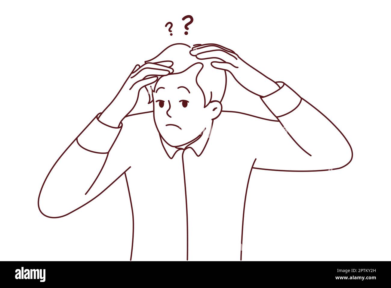 Homme malheureux frustré par la chute des cheveux Illustration de Vecteur