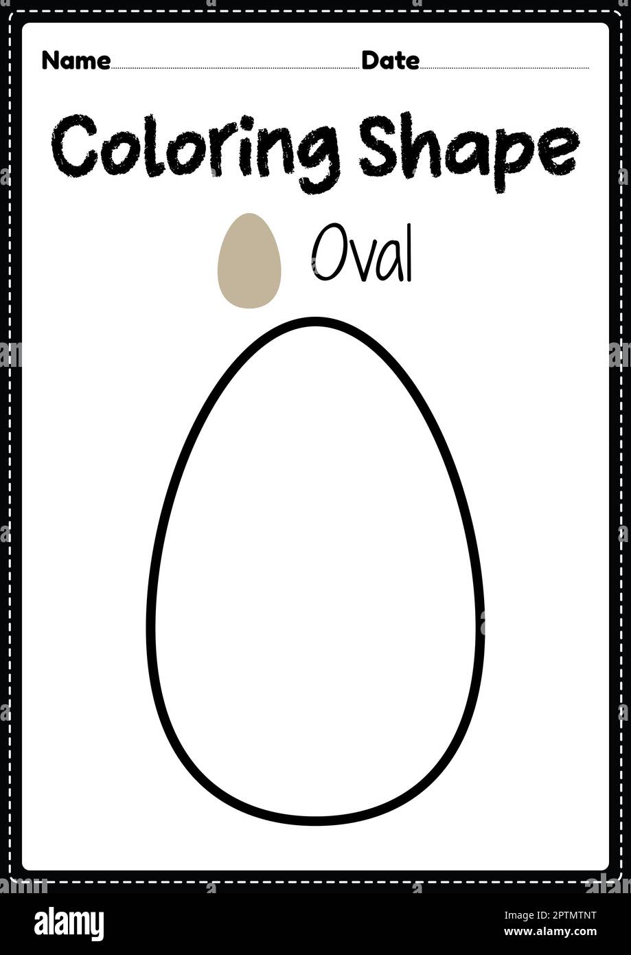 Page de coloriage ovale pour les enfants d'âge préscolaire, de maternelle et de Montessori pour pratiquer le dessin d'art visuel et les activités de coloriage pour développer la créativité, foyer a Banque D'Images