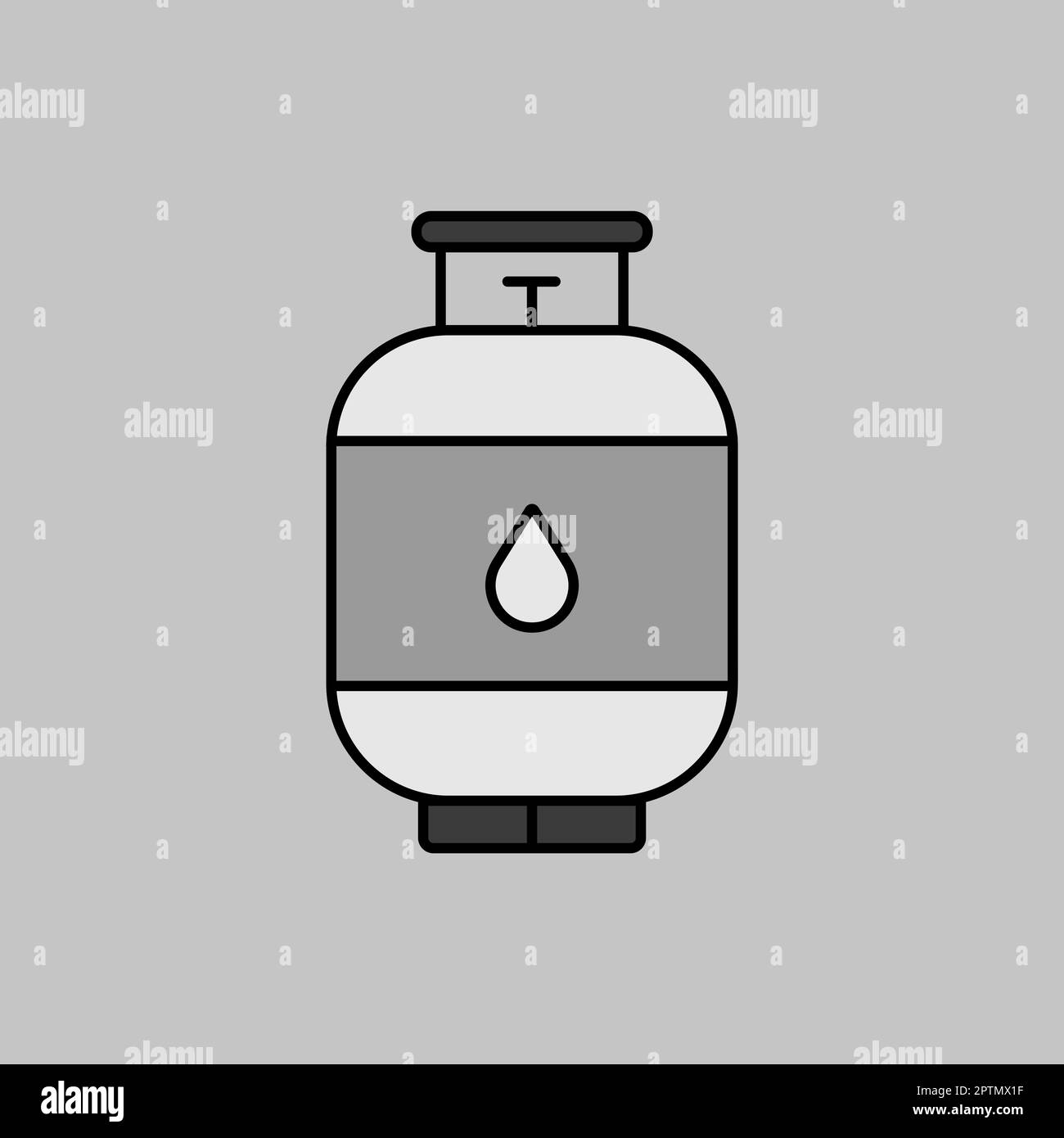 Icône en niveaux de gris vecteur de bouteille de propane. Affiche barbecue et barbecue. Symbole graphique pour le site Web de cuisine et la conception d'applications, le logo, l'application, l'interface utilisateur Banque D'Images