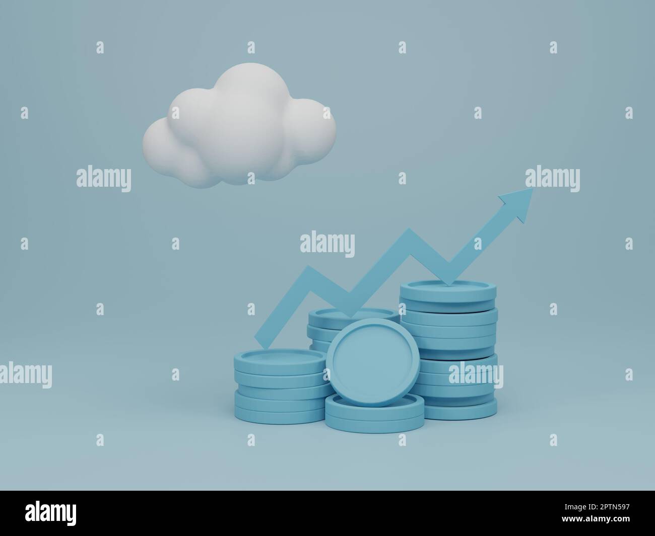 Piles de flèches et de pièces sur fond rose. Croissance réussite financière et investir concept d'entreprise. 3d rendu de l'illustration Banque D'Images