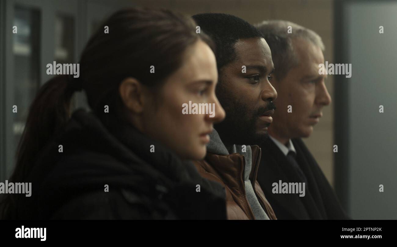 Misanthrope Shailene Woodley, Jovan Adepo et Ben Mendelsohn Banque D'Images