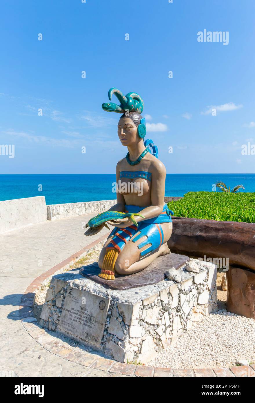 Sculpture de la déesse maya d'Ixchel, Punta sur, Isla Mujeres, Côte des Caraïbes, Cancun