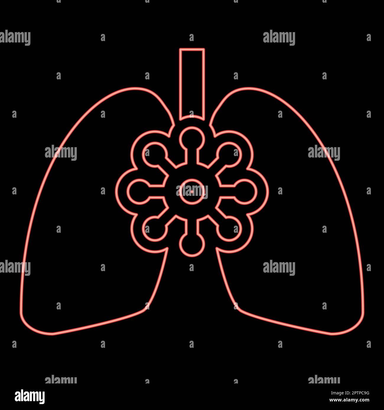Néons coronavirus poumons endommagés virus corona atack Eating lung concept Covid 19 tuberculose infectée rouge couleur vecteur illustration image style plat Illustration de Vecteur