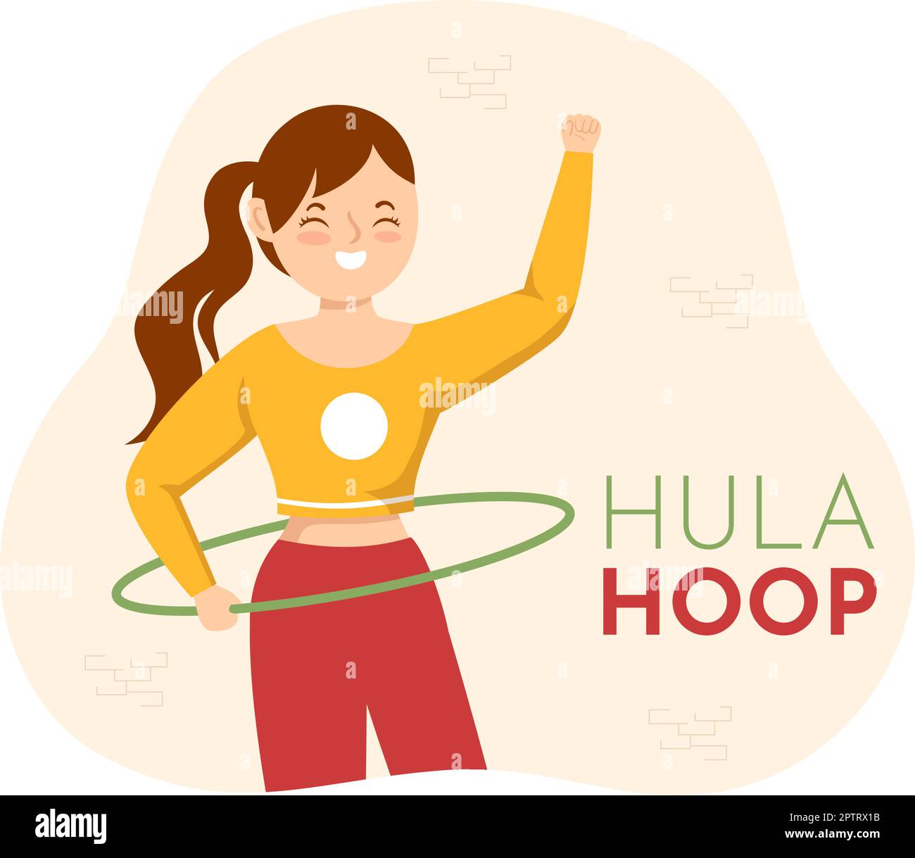 Hula Hoop Illustration avec des personnes s'exerçant à jouer Hula Hoops et entraînement de forme physique dans l'activité sportive Flat Cartoon modèles dessinés à la main Illustration de Vecteur