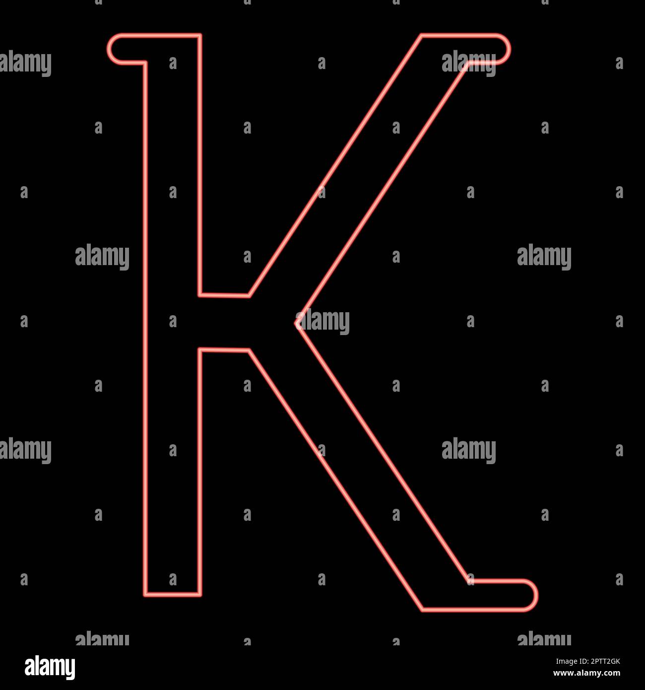 Néons kappa grec symbole petite lettre minuscule police rouge couleur vecteur illustration image style plat Illustration de Vecteur