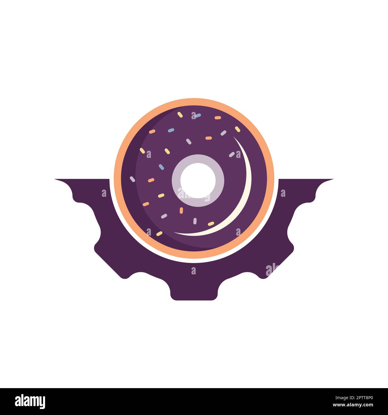 Logo en forme de vecteur d'engrenage en forme de beignet. Design du logo de la boulangerie. Illustration de Vecteur