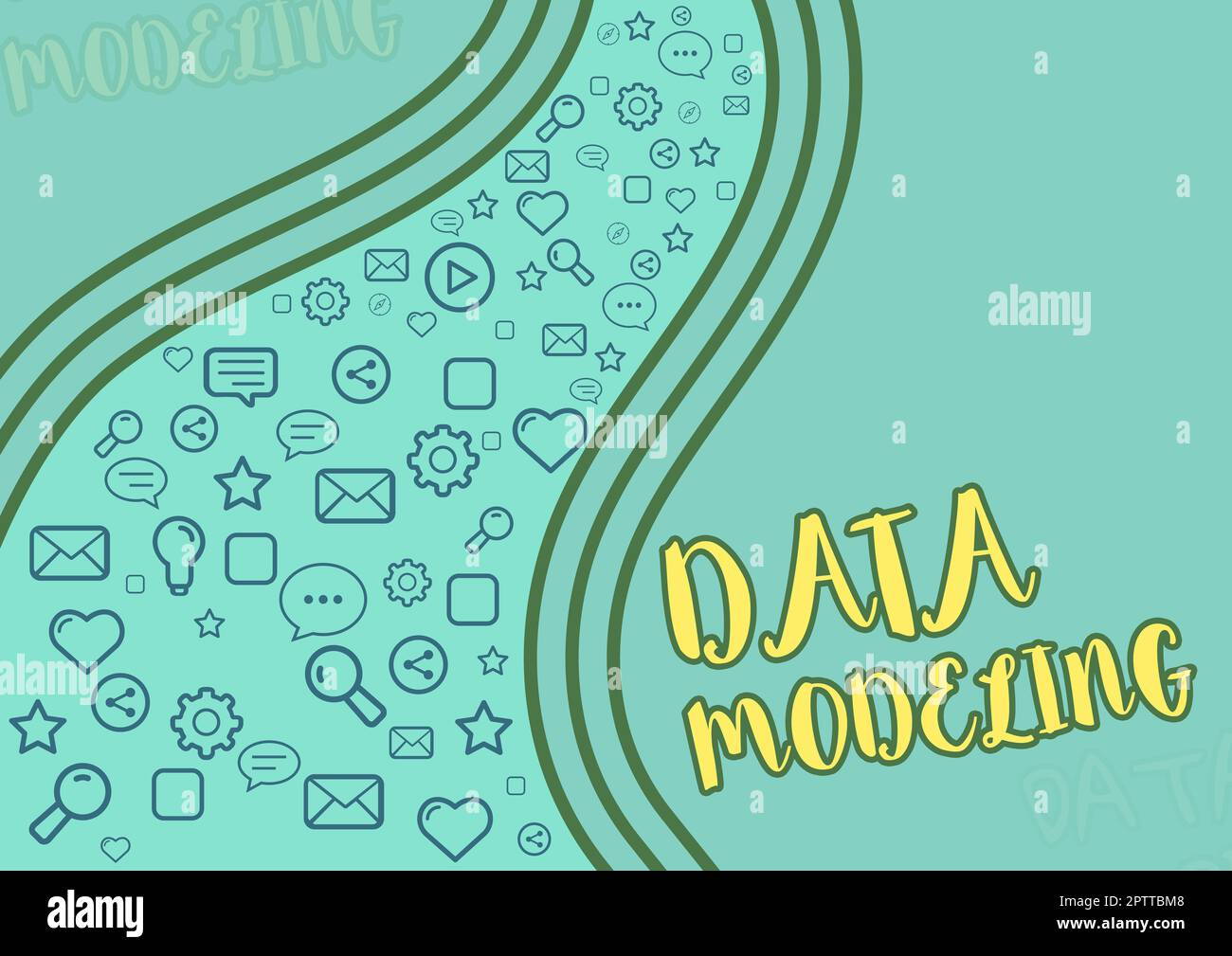 Affiche la modélisation des données, Business IDEA processus de transfert de données entre les systèmes de stockage de données Banque D'Images