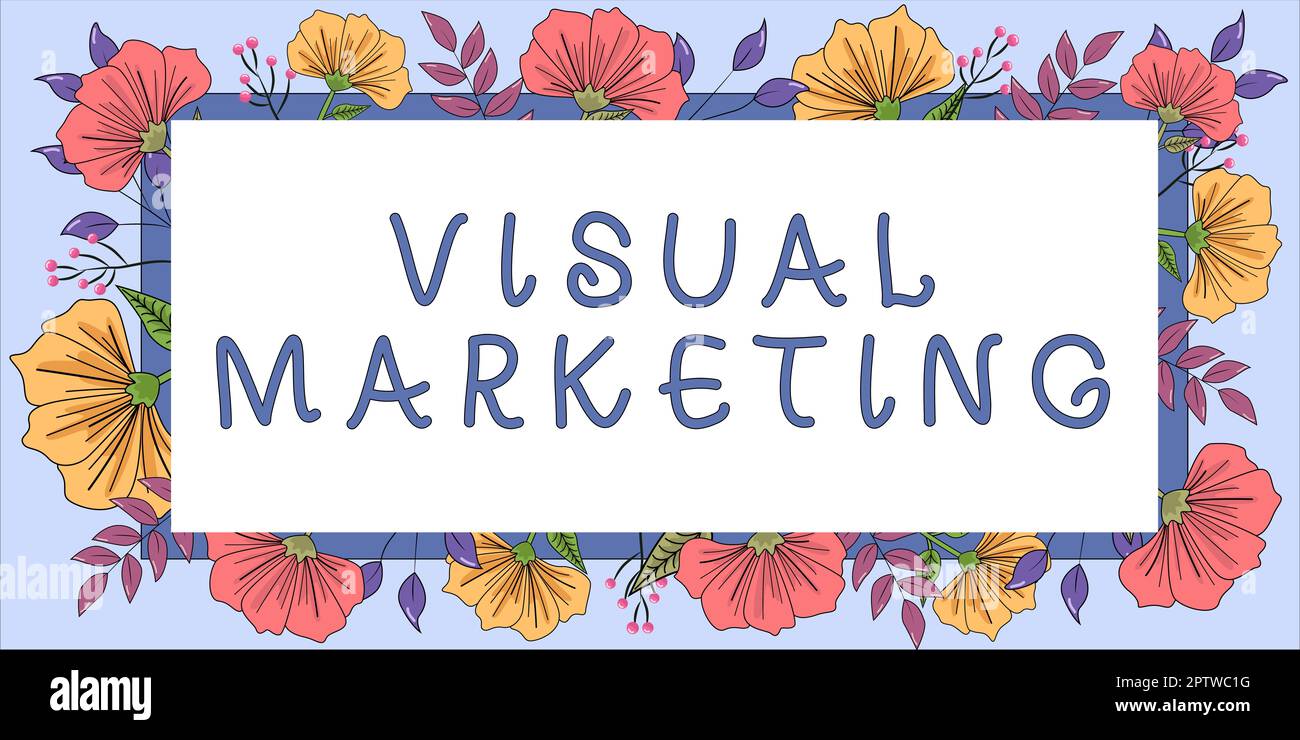 Légende de texte présentant Visual Marketing, photo conceptuelle racontant l'histoire de votre marque ou de votre produit par création Banque D'Images
