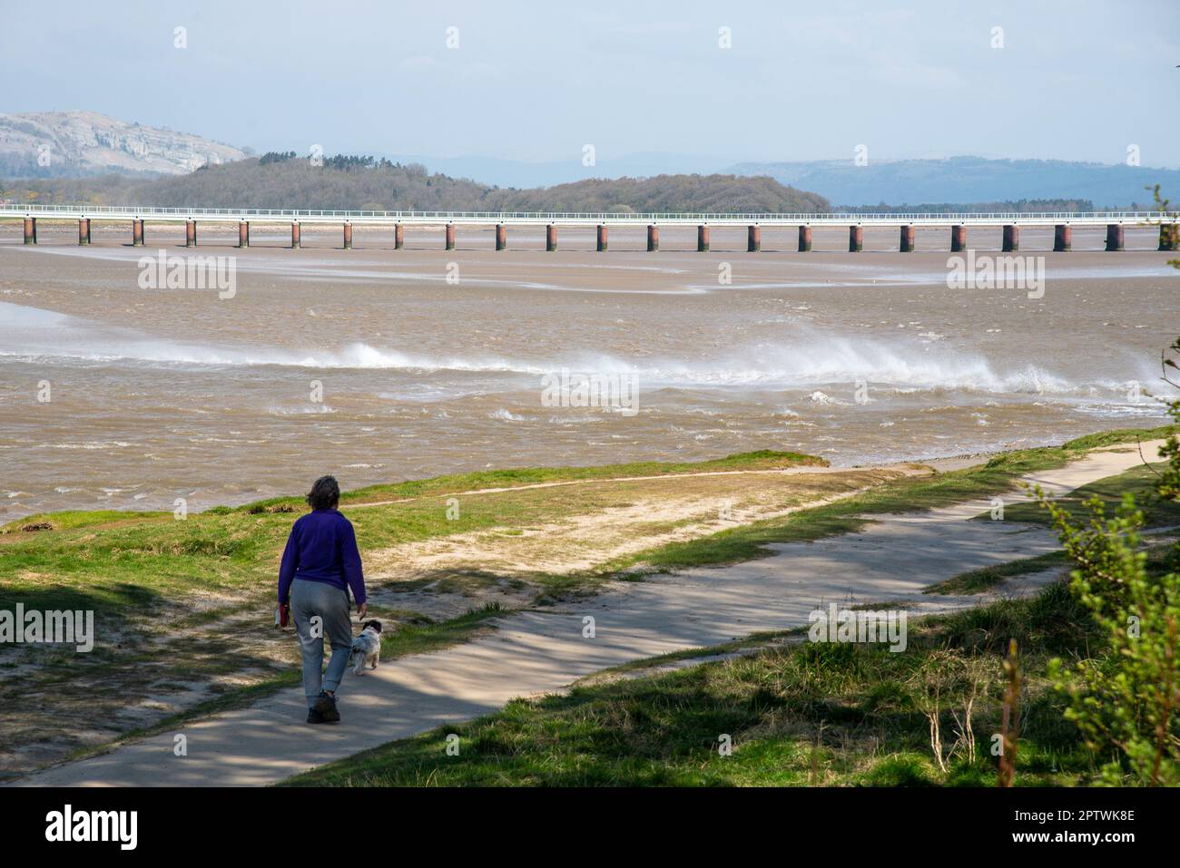 La marée d'Arnside a été le long de l'estuaire du Kent à Arnside, Milnthorpe, Cumbria, Royaume-Uni. Banque D'Images