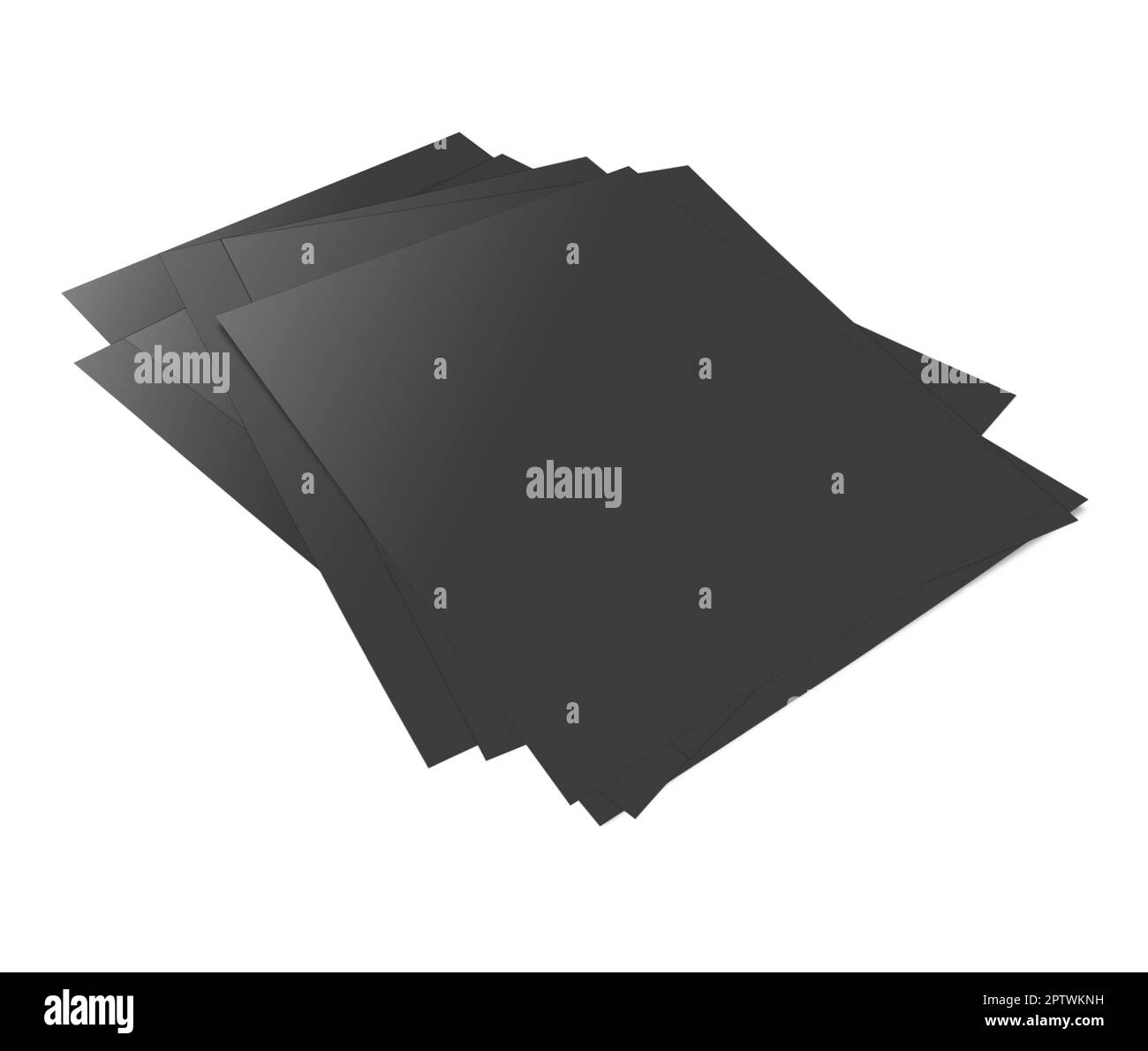 Modèle vierge de rapports noirs pour les présentations et la conception. 3D rendu. Image générée numériquement. Isolé sur fond blanc. Banque D'Images