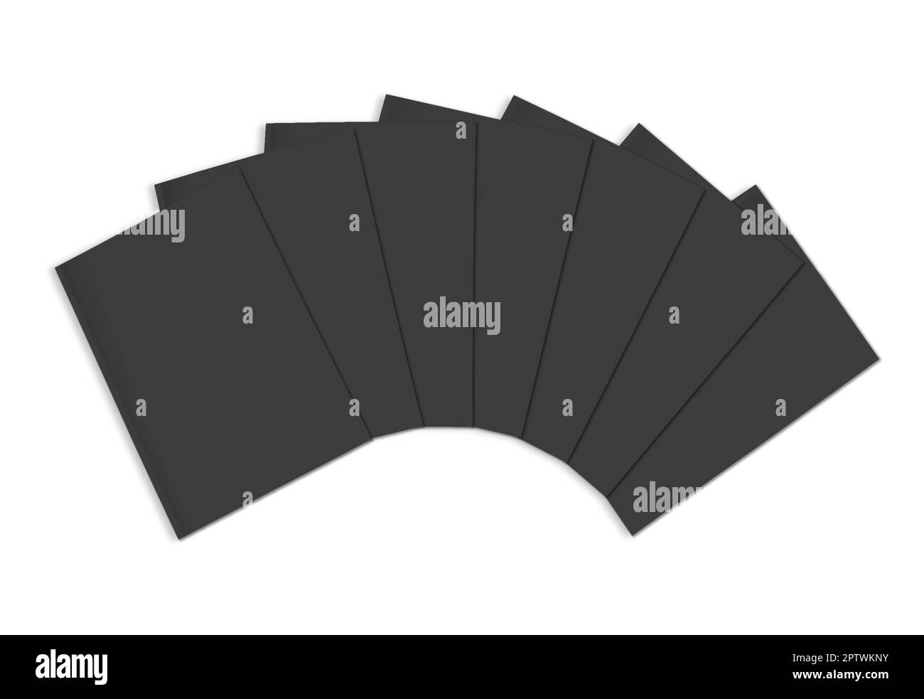 Modèle vierge de magazine noir pour les présentations et la conception. 3D rendu. Image générée numériquement. Isolé sur fond blanc. Banque D'Images