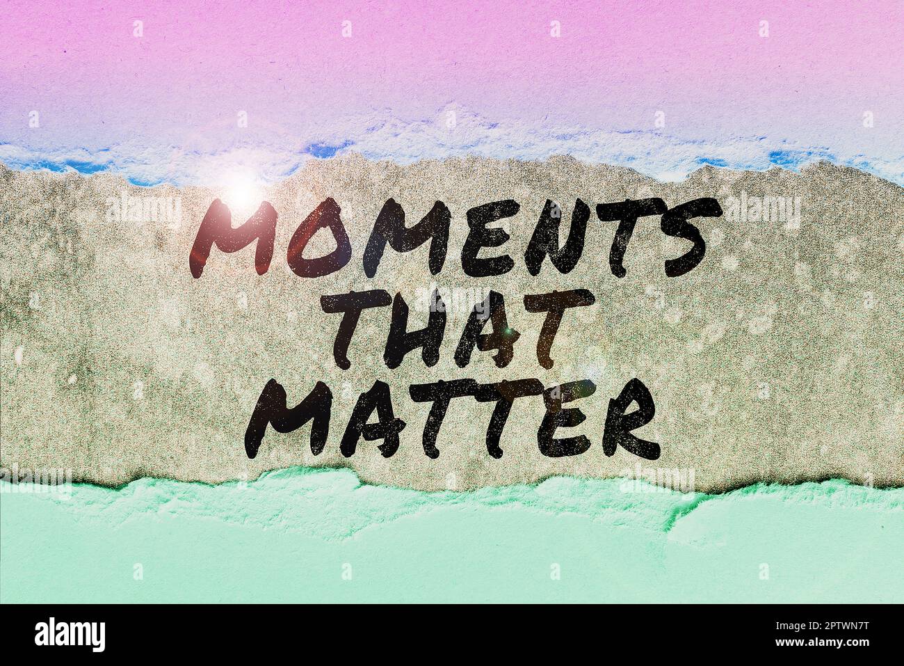 Légende conceptuelle moments qui comptent, mot pour positif significatif heureux mémorables moments importants Banque D'Images