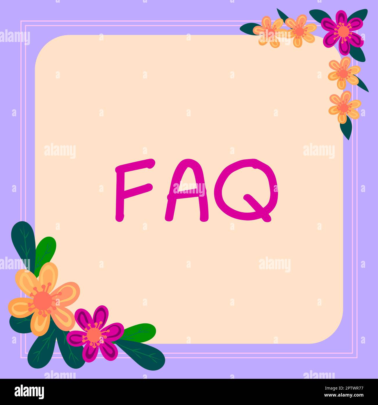 FAQ sur l'écriture manuscrite, concept Internet liste des questions fréquemment posées et des réponses sur un sujet particulier Banque D'Images