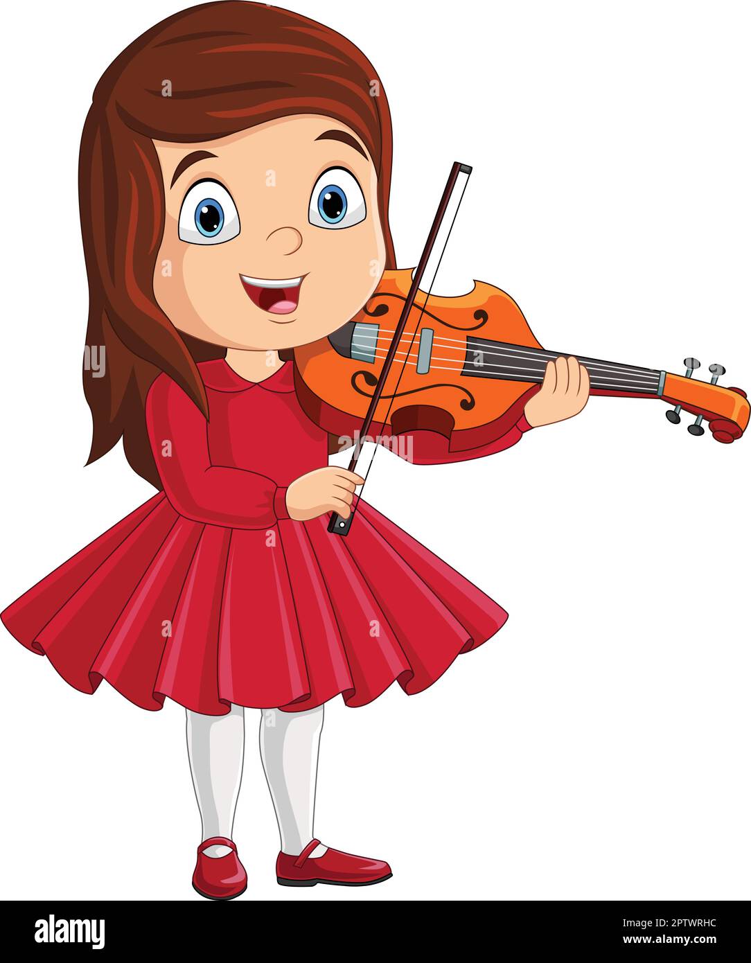 Dessin animé petite fille jouant un violon Illustration de Vecteur