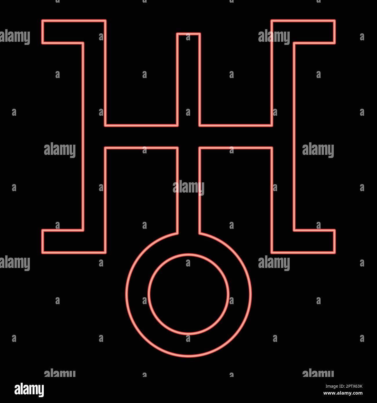 Symbole néon uranus rouge couleur vecteur illustration image style plat Illustration de Vecteur